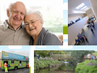 Image of people, recycling and a bridge Image of people, recycling and a bridge