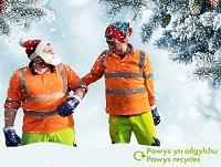 Image of recycling crews in Christmas hats