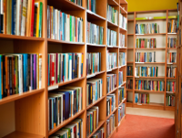 Image of bookshelves in a library