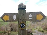Image of an Offa's Dyke Path 50 anniversary waymarker