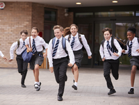 School children running