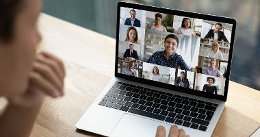 Laptop showing an online meeting