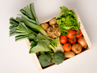 A box of vegetables and fruit