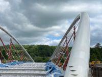 Image of the Newtown Active Travel Bridge ready to be lifted into place