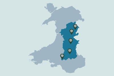 Image of a map of Wales with Powys highlighted