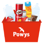 Red box for recycling with objects in it