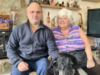 Silla, from the Glasbury area, who looks after Matty as part of the Shared Lives scheme, with their dog Austin