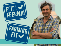 Image of a man with text saying Farming Fit