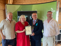 Joy Groves, from Builth Wells, was presented with a Silver Kite award by Cllr William Powell during a ceremony at the Royal Welsh Show 
