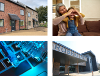Image of an adult and a child. housing, broadband and a school