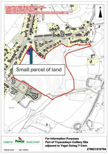 Map showing land for sale at Old Ynyscedwyn Colliery