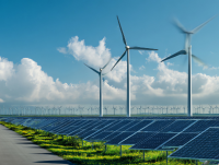 Wind turbines and solar panels