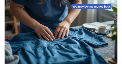 A nurse holding her uniform 