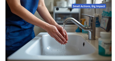 A nurse washing her hands