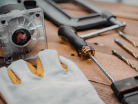 Image of workplace safety glove with power tools