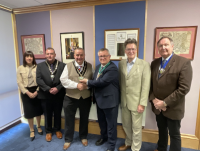 Image of Emma Palmer, Cllr Danny Bebb, Cllr Geoff Morgan, Cllr William Powell, Cllr Jake Berriman and Cllr Peter James