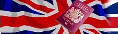 Image of the British flag and passport Image of the British flag and passport