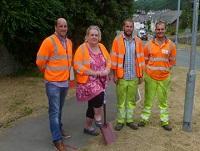 Image of the turf cutting ceremony for the safe routes scheme in Knighton Image of the turf cutting ceremony for the safe routes scheme in Knighton