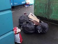 Image of fly-tipping by bottle banks in Talgarth