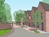Image of an artists impression of new housing in Llanidloes