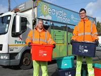 Image of council staff with recycling boxes Image of council staff with recycling boxes